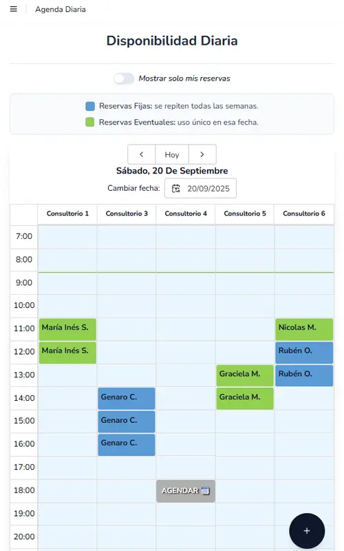 Captura del calendario de la plataforma