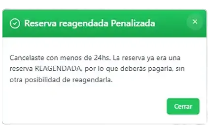Detalle de una reserva penalizada