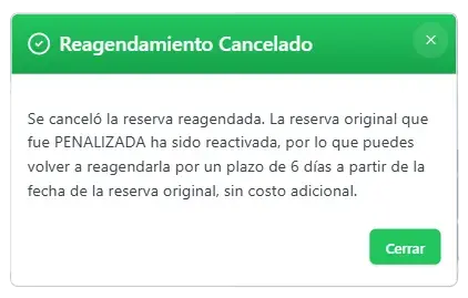 Reversión de un reagendamiento