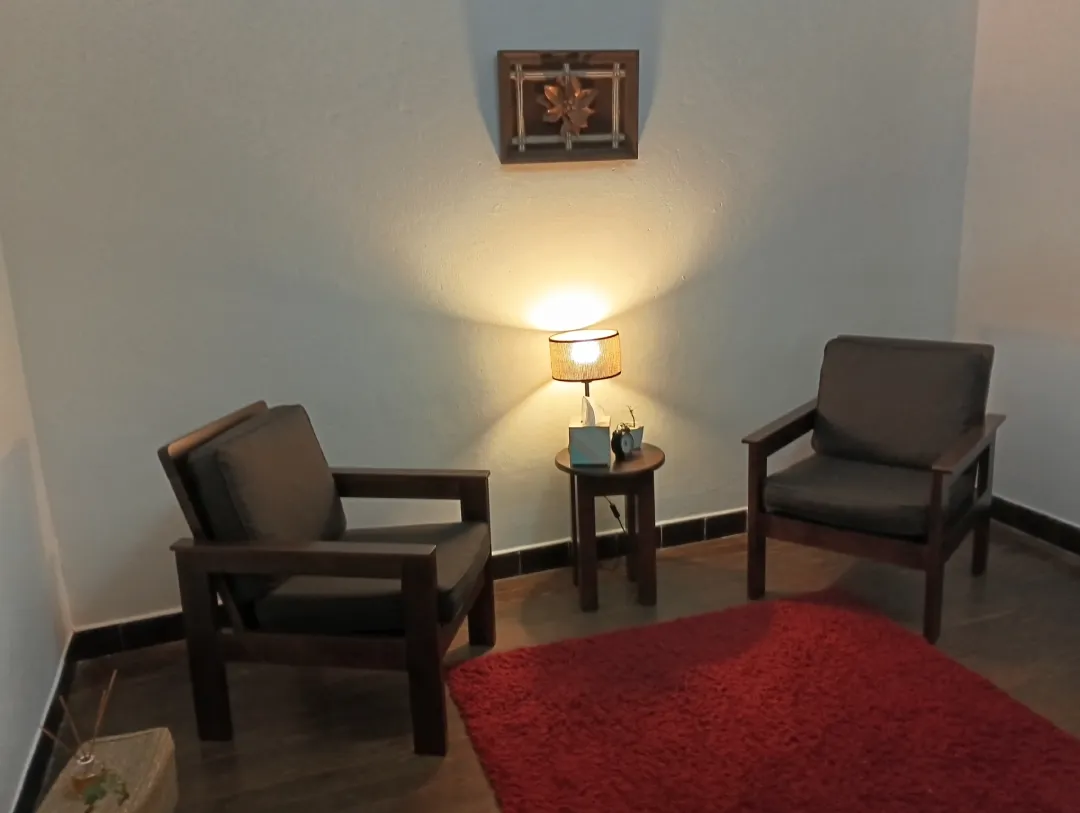 Consultorio con diván, ideal para psicoanálisis y otras terapias.